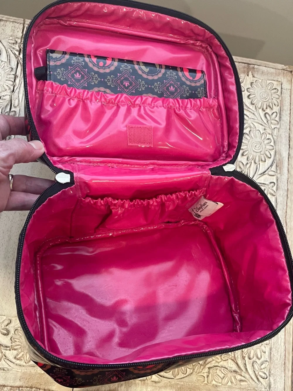 Disney Beautifully Disney black vinyl villains and princesses cosmetics case